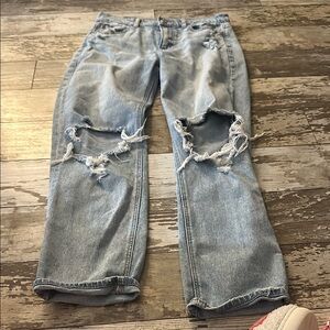 American Eagle Outfitters Blue Boyfriend Jeans Distressed